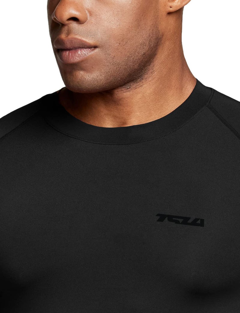 TSLA Men's UPF 50+ Compression Shirts, Cool Dry Long Sleeve Athletic Tops, Sports Baselayer Workout Shirt, Core 3pack Black, XX-Large - Image 5